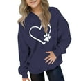 thumbnail image 2 of SGFCWSX Girls Hoodies Heart Print Sweatshirt for Teens Soft Long Sleeve Hooded Pullover Tops Navy Size 13-14 Years, 2 of 5