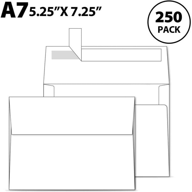 Ohuhu A7 Printable White Envelopes 5x7 250 Pack - Quick Self Seal for 5x7 Cards Perfect for Chirstmas Cards Weddings Invitations Photos