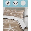 thumbnail image 4 of Quilts Twin Size Bedding Set, Brown Coastal Lightweight Quilted Comforter, Summer Ocean Waves Ombre Sea Starfish Soft Reversible Bedspread Coverlet with Pillow Covers for All Season, 68" x 86", 4 of 7