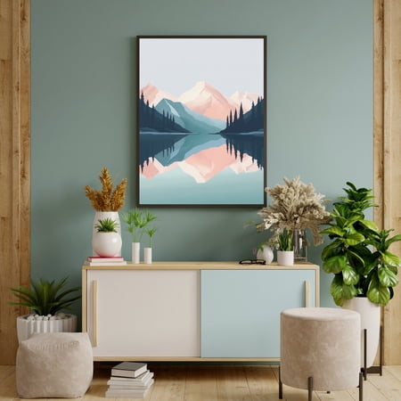 Minimalist Mountain Landscape - Pastel Gouache Print - Instant Artwork for Modern Home Decor