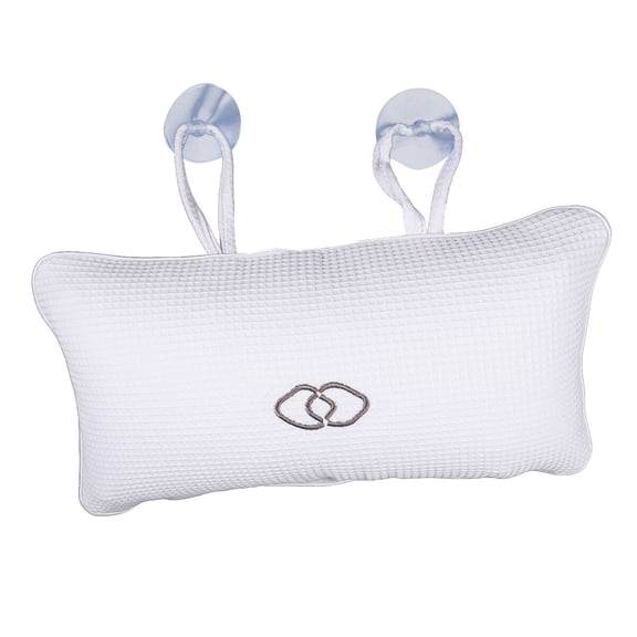 Bathroom Bath Pillows Built-in PVC Air Bags Anti-slip Bathtub Pillow Spa Bath Cushion Head Neck Rest Suction Cups (White)