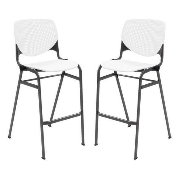 Home Square Stack Steel Frame Barstool in White/Black - Set of 2