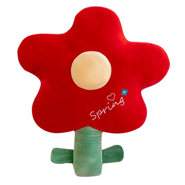 Flower Pillow Simulation Cute Cartoon Animation Flower Doll Sleeping Pillow Plush Toys Red L