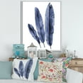 thumbnail image 2 of Designart 'Navy Blue Tropical Banana Leaves On White' Tropical Framed Canvas Wall Art Print, 2 of 5