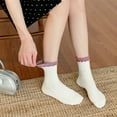thumbnail image 5 of WOWSTYLE Womens Sheer Socks Ruffle Turn-Cuff Casual Ankle Socks Breathable Cool Knit Cotton Crew Frilly Thin Sock 5 Pack, 5 of 7