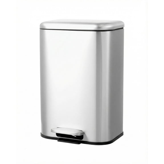 3.2 Gallon / 12L Bathroom Trash Can, Stainless Steel Garbage Can with Removable Inner Bucket, Fingerprint-Proof Step Rubbish Bin with Soft-Close Lid