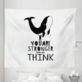 thumbnail image 1 of Funny Sayings Tapestry, You are Stronger Than You Think Lettering Man Carrying a Whale, Fabric Wall Hanging Decor for Bedroom Living Room Dorm, 5 Sizes, White and Charcoal Grey, by Ambesonne, 1 of 1