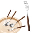 thumbnail image 1 of Yuehao Walnut Handle Stainless Steel fork, 4-Piece Natural Wood Cutlery Set for Western Dining, Log Style Flatware for Home and Restaurant, Durable Tableware (fork), 1 of 8