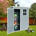 thumbnail image 2 of 5x3FT Storage Shed Outdoor Resin with Floor Tool Shed Waterproof with Lockable Doors for Backyard Patio Garden Lawn, Gray, 2 of 7