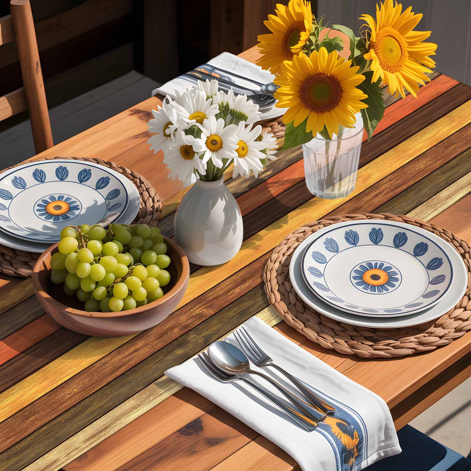 Farm Vintage Wood Board Table Runner 90 Inches Long, Farmhouse Wooden Grain Table Runners Tabletop Scarf Kitchen Dining Tables Decoration for Home Party Indoor Outdoor