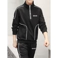 thumbnail image 5 of Sinleey Kids Boys 2 Piece Tracksuit Sweatsuit Zip Up Turtleneck Long Sleeve Sweatshirt with Black 130, 5 of 7