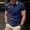 thumbnail image 2 of Kcolen Black Polo Shirts for Men Men's Casual Business Color Block Ribbed Lapel Button Down T Shirt Comfortable Stylish Wear Summer Beach Basic, 2 of 4
