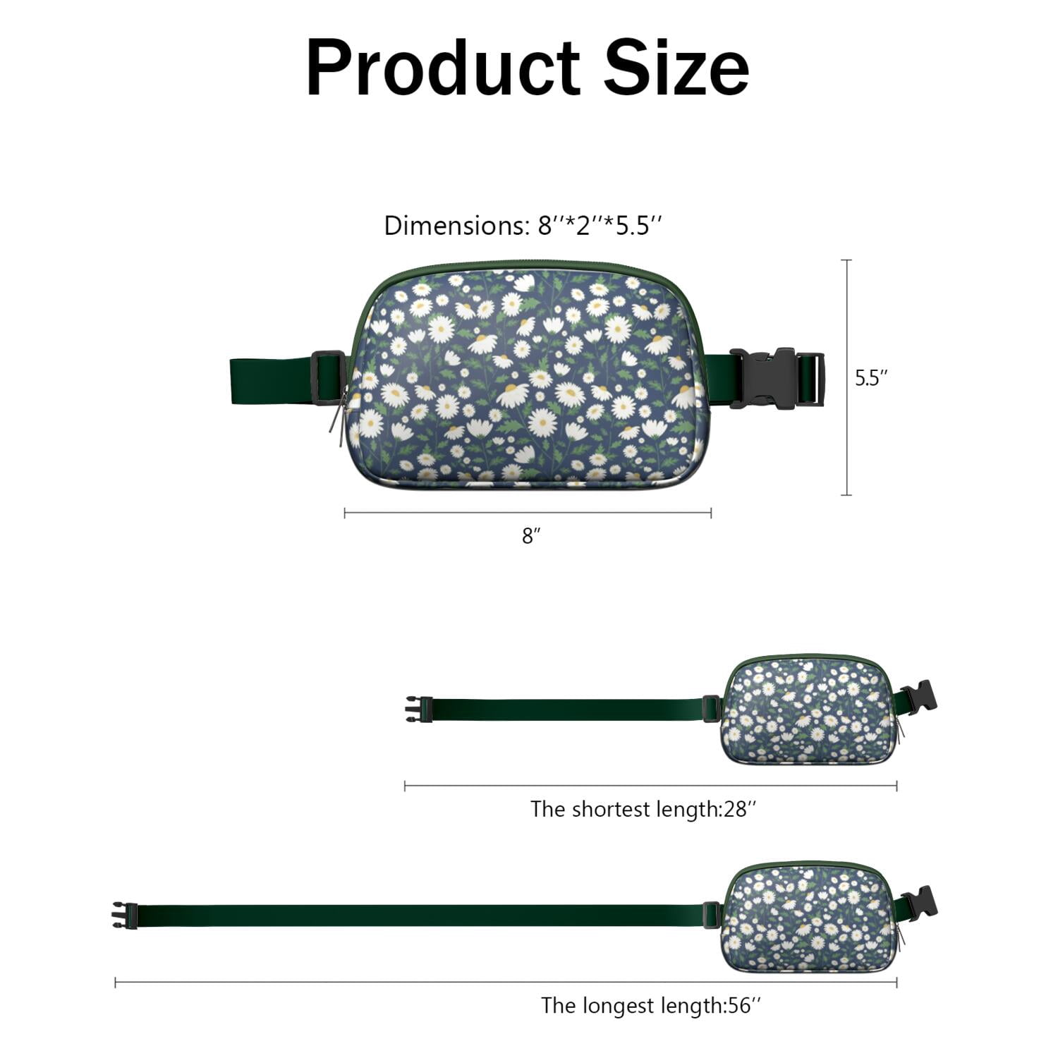Retro Daisy Print Waist Bag – Boho Floral Fanny Pack with White & Yellow Bloom Design, Perfect for Sunny Outdoor Adventures
