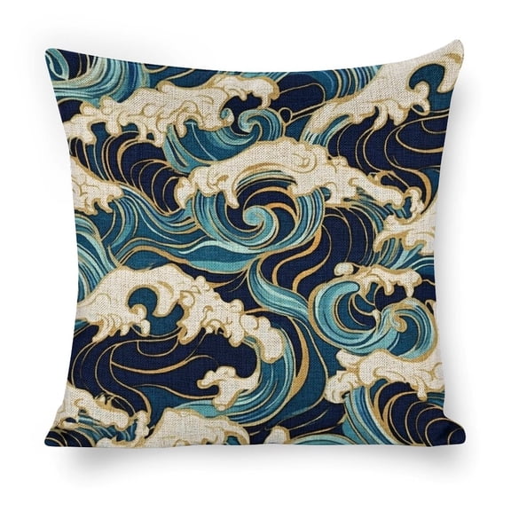 waves gold border Linen toss pillowcase decoration pillowcase gifting preferred 18x18 inch cushion cover sofa pillowcase sofa bedroom living room car