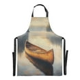 thumbnail image 2 of Kitchen Apron with 2 Pockets Adjustable waterproof Cooking Aprons for Women Men Chef Canoe on Calm Lake, 2 of 7