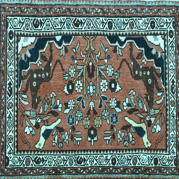 Ahgly Company Indoor Square Persian Light Blue Traditional Area Rugs, 3' Square