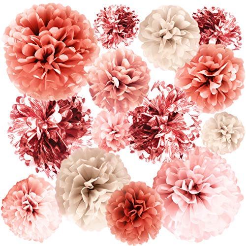 Pink Rose Hanging Paper Fans Flower Decorative Paper Kit for Birthday Wedding Baby Shower Parties Bridal Shower and Party Decoration-Rose Gold 17 pcs Tissue Paper Pom Poms Paper Flower Ball Pink Rose Hanging Paper Fans Flower Decorative Paper Kit for Birthday Wedding Baby Shower Parties Bridal Shower and Party Decoration-Rose Gold 17 pcs Tissue Paper Pom Poms Paper Flower Ball