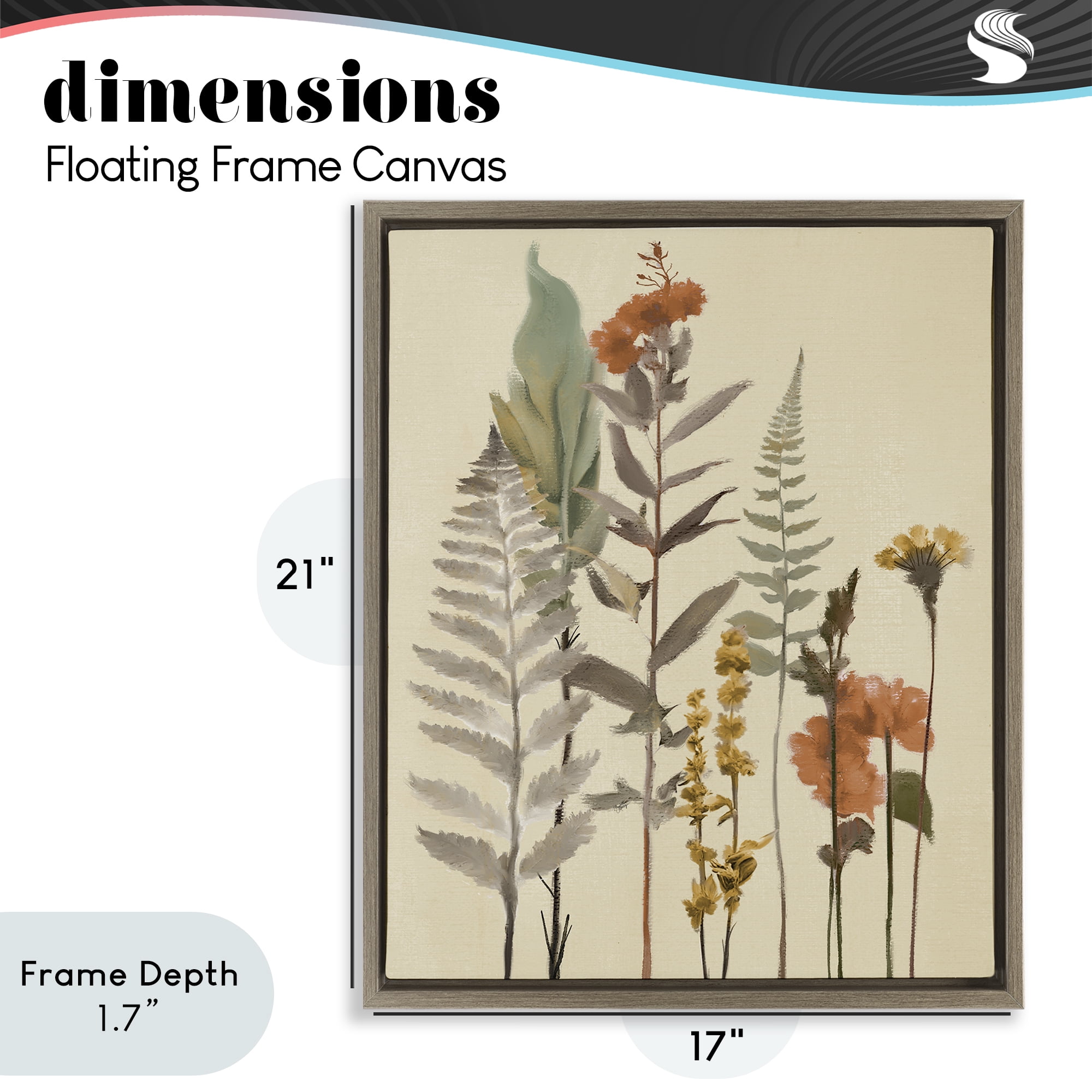 Stupell Industries Fall Botanicals and Ferns Brown Framed Floater Canvas Wall Art, design by Elizabeth Medley