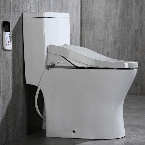WOODBRIDGE Luxury, Elongated One Piece Toilet with Advanced Bidet Seat, T-0022, White