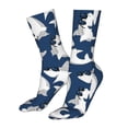 thumbnail image 5 of Xecao Shark Print Fashion No Heel Casual Crew Socks Cushioned Breathable for Men Women - Moisture wicking,Not easy to fade Suitable for daily, 5 of 7