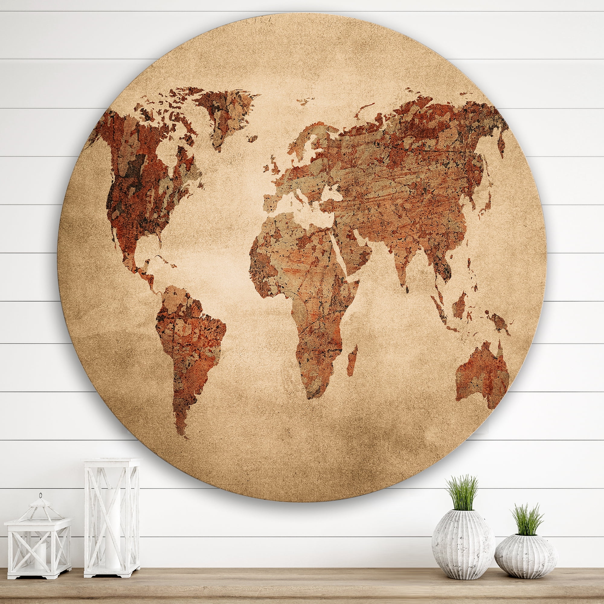アート・デザイン・音楽 WORLD RESIDENTIL DESIGA Free Shipping! Designart Ancient World Map VII Vintage Rustic