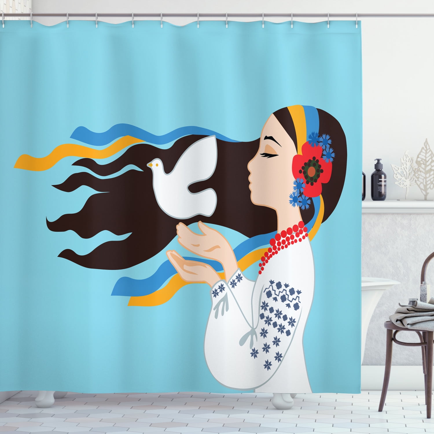 Dragon and fairy Shower Curtain set Bathroom Decor Fabric & 12hooks 71*71inches 