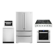 5 Piece Kitchen Package With 36" Slide-In Gas Cooktop 24" Built-in Fully Integrated Dishwasher 30" Single Electric Wall Oven 24" Built-In Microwave Drawer & French Door Refrigerator
