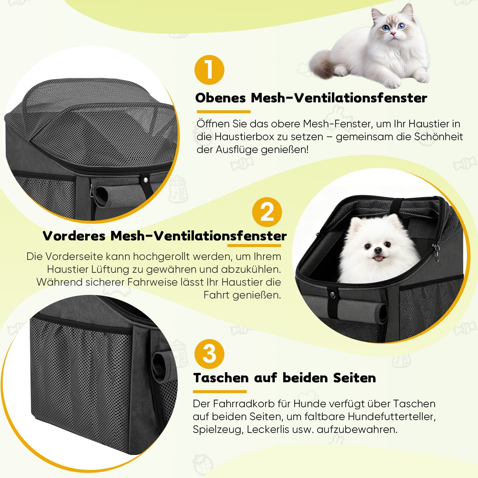 AMTPM 4-in-1 Pet Carrier, Bike Basket, Backpack, Car Seat for Small Dogs Cats, Foldable & Waterproof for Camping Hiking Outdoor Travel
