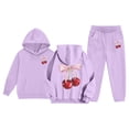 thumbnail image 2 of Gyexs Toddler Girls Clothes Size 3-4 Years Thermal Coat + Jogger Pant, 2 Piece Sweatsuit Outfit (Purple, 3-4 Years), 2 of 6