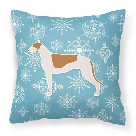 Carolines Treasures BB3505PW1818 Winter Snowflake Greyhound Fabric Decorative Pillow