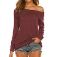 thumbnail image 1 of Blusa tipo túnica de manga larga con hombros descubiertos elegante para mujer, 1 of 6