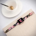 thumbnail image 3 of Wearlizer Thin Leather Black Pink Floral Apple Watch Band 38mm 40mm 41mm for iWatch Women Top Grain Leather Slim Strap Series 7 6 5 4 3 2 1, 3 of 7
