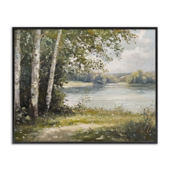 Stupell Industries Place To Relax Lake View Landscape & Nature Painting Black Framed Art Print Wall Art, 14 x 11