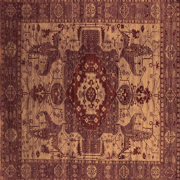 Ahgly Company Indoor Square Oriental Orange Industrial Area Rugs, 4' Square