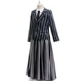 thumbnail image 4 of Girls Stripes School Uniform Pleated Skirt Costume Halloween Outfits Dress up, Black Size 9-10Y, 4 of 8