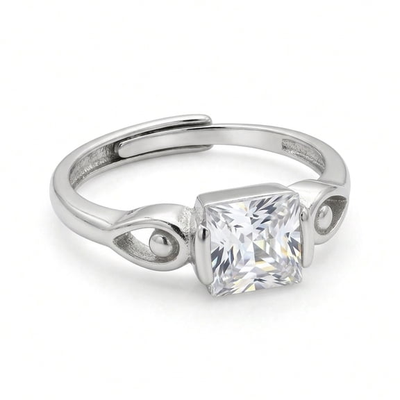 925 Pure Silver Luna Square Solitaire Ring