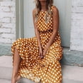 thumbnail image 2 of NIEWTR Women's Summer Midi Dress Sleeveless Polka Dot A Line High Neck Sundress Casual Long Outfits(Yellow,2XL), 2 of 5