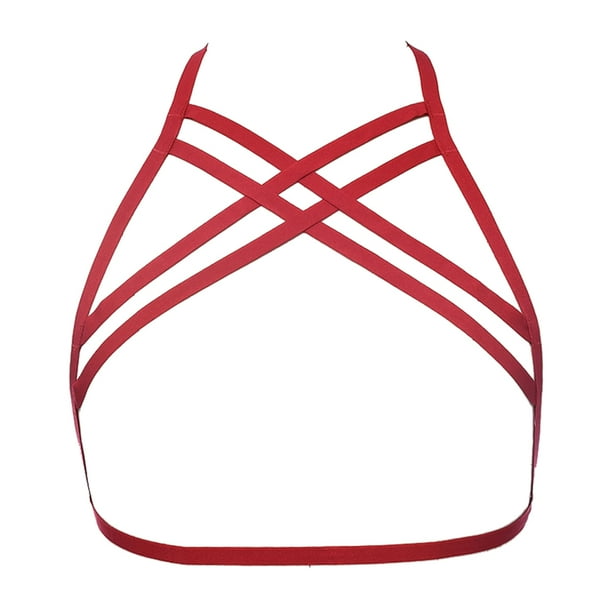 Lencería Elasticity Premium Material Ductilidad Romántico Air Strappy Erogeus Misterioso Diseño único Moda Cupless Jaula Sujetador Rojo seitruly XX000641-03