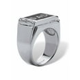 thumbnail image 3 of PalmBeach Jewelry Men's Round Crystal "Dad" Ring in Stainless Steel & Black Enamel, 3 of 7