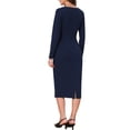 thumbnail image 3 of INSPIRE CHIC Work Dresses for Women 2026 Long Sleeve Wrap Ruched Bodycon Church Business Office Sheath Midi Dress XL Navy Blue, 3 of 6