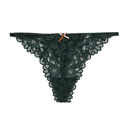 Upioiwer Tummy Control Underwear Undies For Women Women Sexy Lace Thong Ladies Hollow Breathable Pattern T Pants Bow Seamless Panties Black Seamless Underwear Women Cotton Thong Underwear For Women