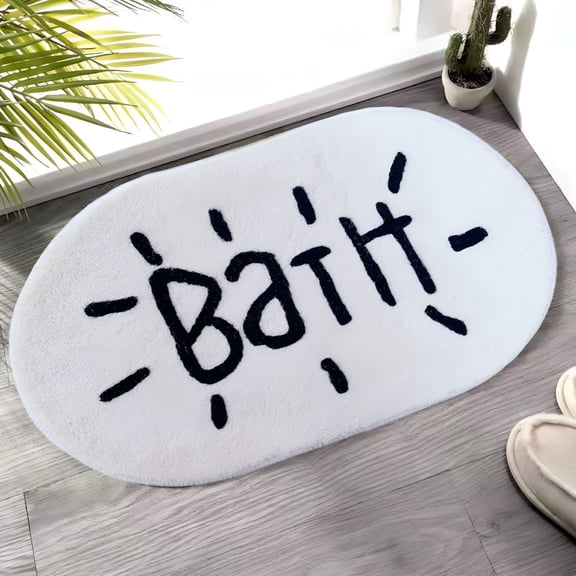 LAMIRO Black White Bathroom Rugs Soft Absorbent Cute Bath Mat for Bathroom Floor,Machine Washable Non-Slip Bath Rug for Shower Toilet Tub,Bathroom Decor Plush Bathmat Carpets