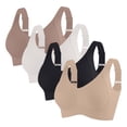 thumbnail image 3 of Sakmal Wireless Sports Bras for Women Plus Size 4 Pack White Solid Yoga Push Up Sports Bras for Women 4XL, 3 of 4
