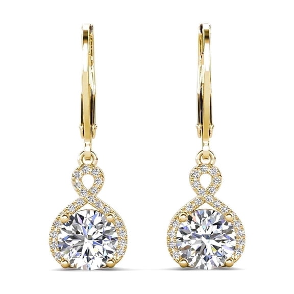 Cate & Chloe Alessandra 18k Yellow Gold Plated Earrings with Simulated Diamond Crystals for Women