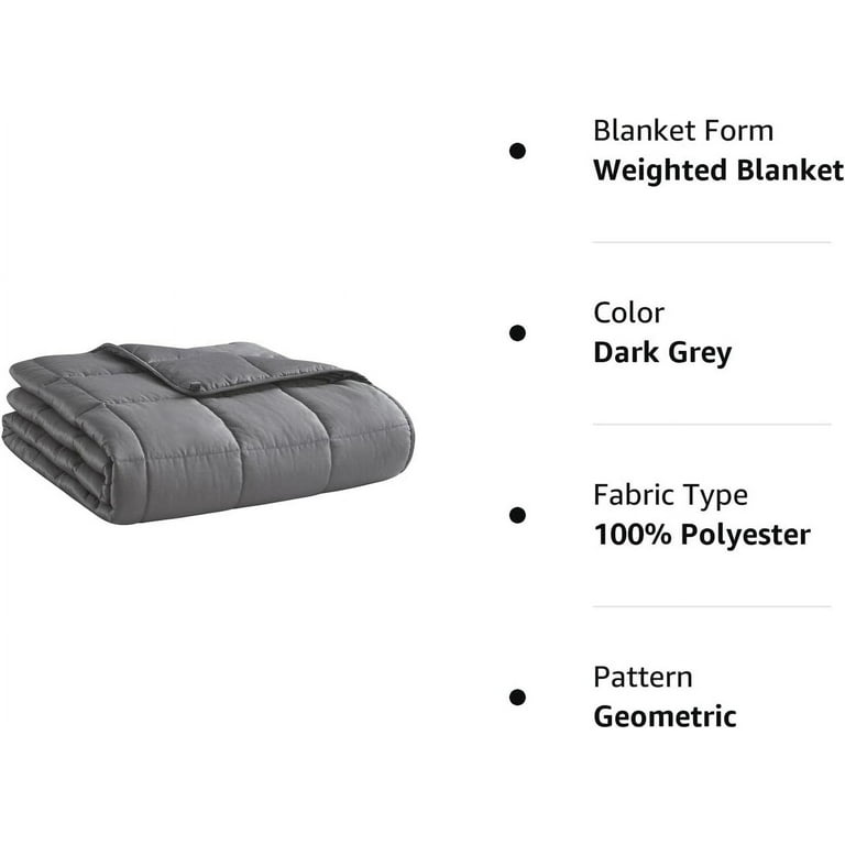 Weighted Blanket Dark Grey 48 x72 15lbs Cooling Breathable Heavy Blanket Microfiber Material with Glass Beads Big Blanket for Adult All Season