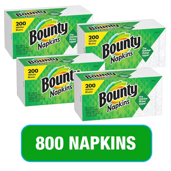 Bounty  - 12.1 in. x 12 in White 1-Ply Napkins (200-Count, Multi-Pack 4)