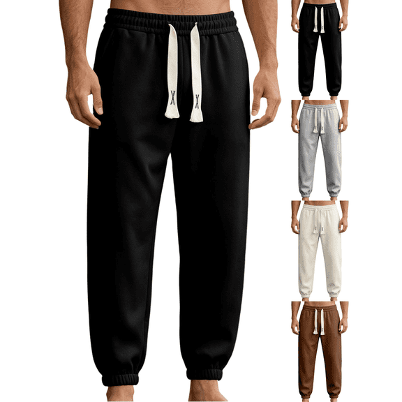 Men's Sweatpants Lightweight Cinched Bottom Lounge Pants Athletic Elastic Waist Drawstring Workout Joggers