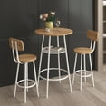 thumbnail image 2 of uhomepro 3-Piece Dining Room Bar Table Set for 2, Double Layer Round Bar Table and Chairs Set Industrial Counter Height Pub Table with 2 Stools and Metal Frame, Wood, 2 of 9
