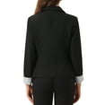 thumbnail image 3 of INSPIRE CHIC Work Office Suit Blazer for Women's Contrast One Button Blazer Jackets S Black, 3 of 5