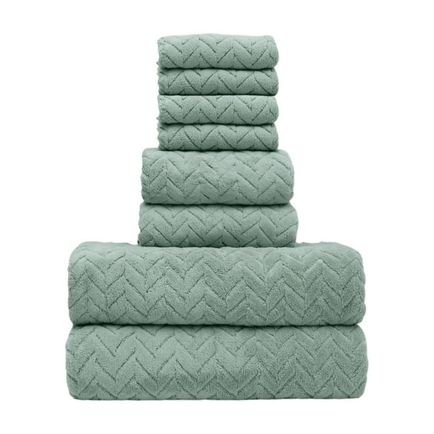 Toalla de terciopelo de ocho piezas, toalla de baño lisa, para el hogar, para lavarse la cara, secarse, absorbente, suave, para el hogar.